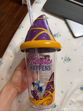Disney LIGHT UP “Magic Happens” Purple and Yellow Sorcerer Hat Tumbler